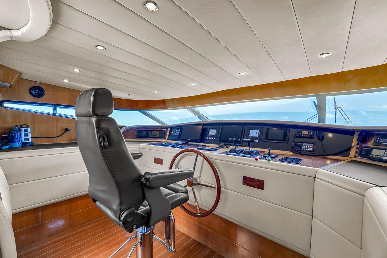 a black chair in a room aboard STAMOS BIEN Yacht for Sale