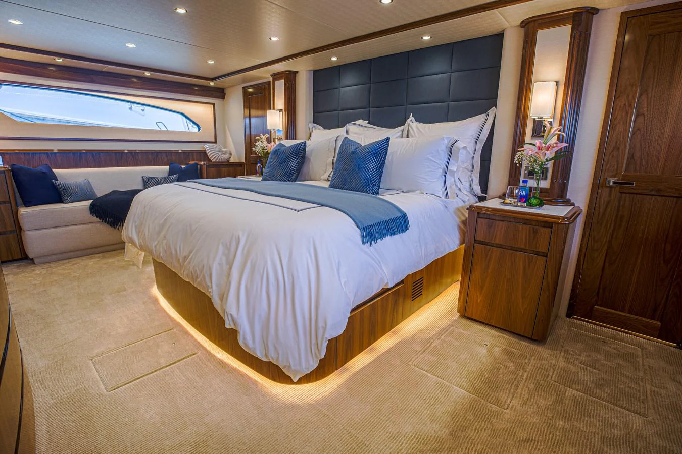 a bed in a room aboard SPECULATOR Yacht for Sale