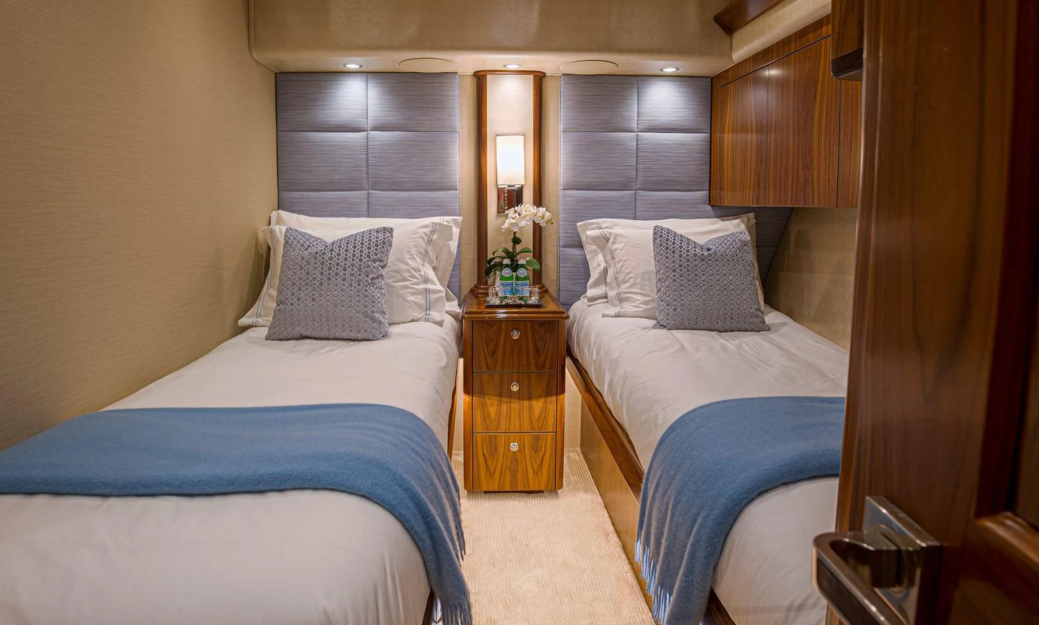 a room with two beds aboard SPECULATOR Yacht for Sale