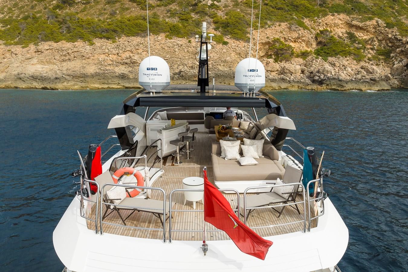 a boat with a table and chairs on it aboard AFTER 8 II Yacht for Sale