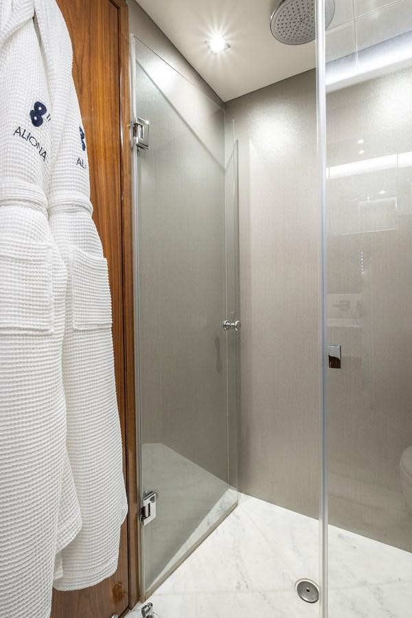 a shower unit with a glass door aboard AFTER 8 II Yacht for Sale