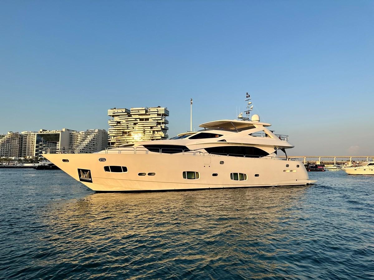 a large white boat in the water aboard SUNSEEKER 30M Yacht for Sale