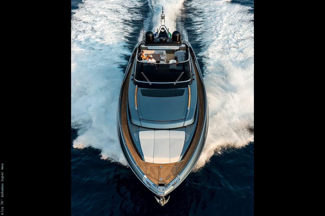 a high angle view of a ship aboard RIVA 76 BAHAMAS SUPER  Yacht for Sale