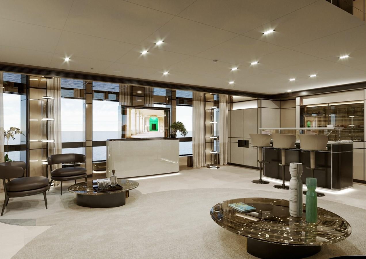 a large modern office space aboard RELIANCE Yacht for Sale