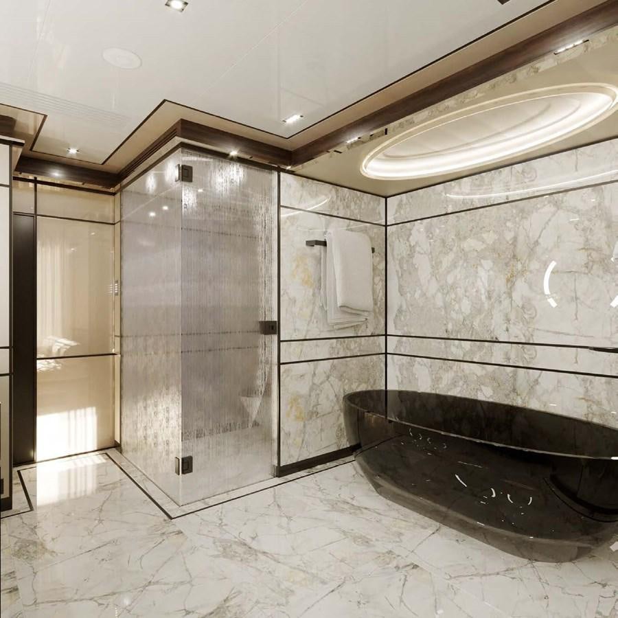 a bathroom with a large tub aboard RELIANCE Yacht for Sale