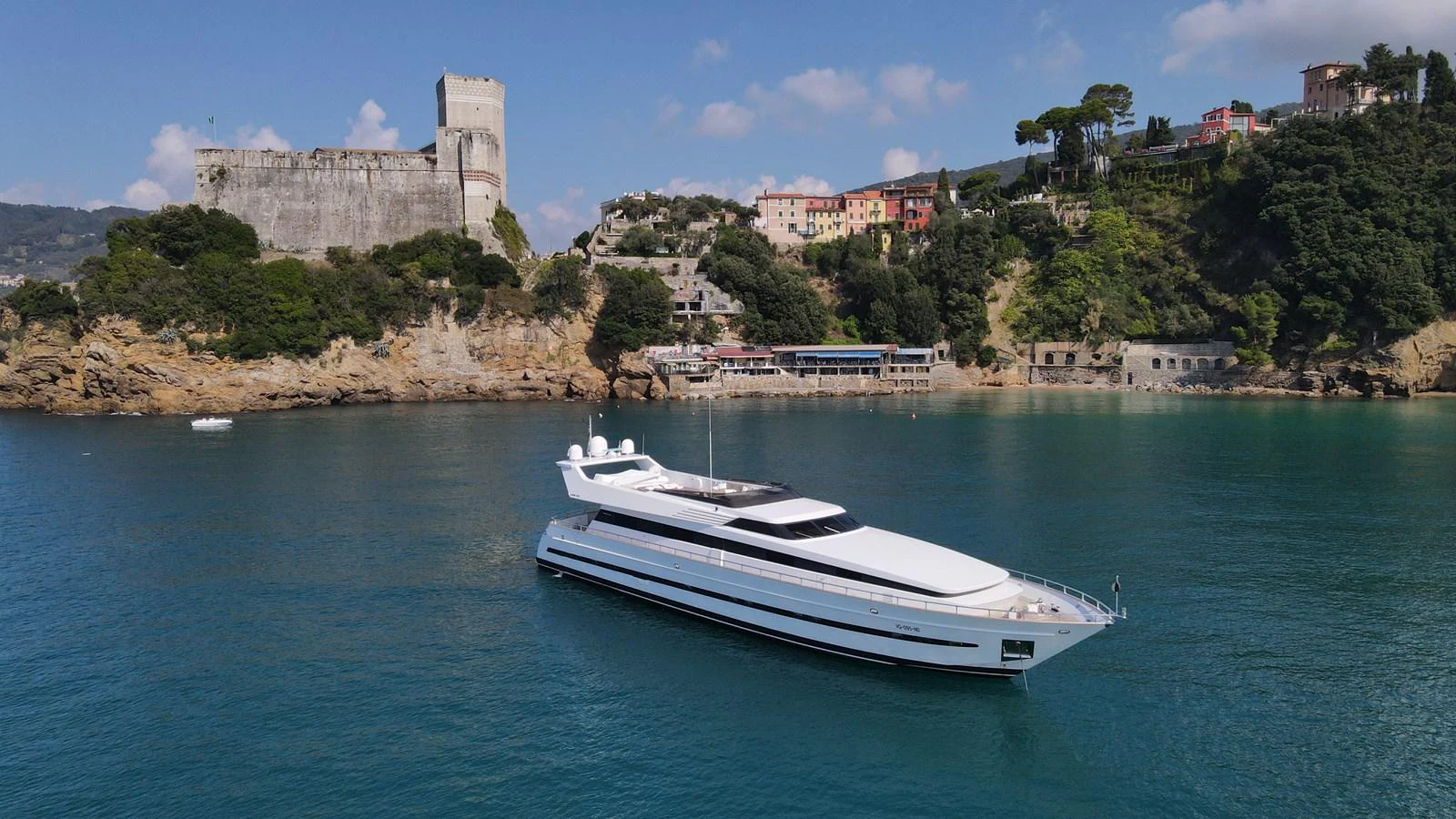 a boat in the water aboard IXIA Yacht for Sale