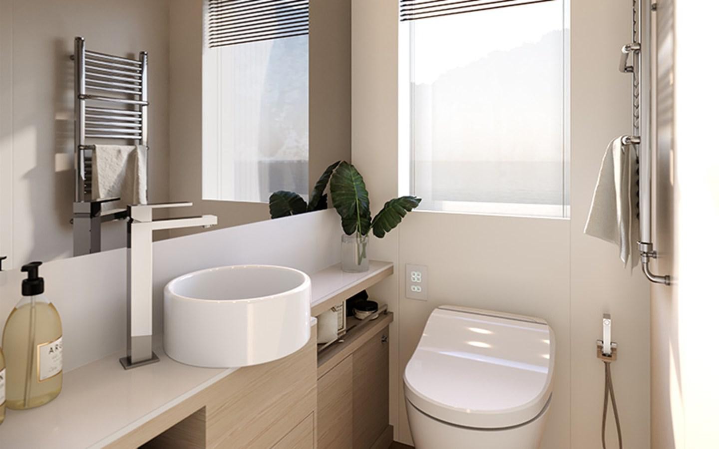 a bathroom with a sink and toilet aboard AF Yacht for Sale