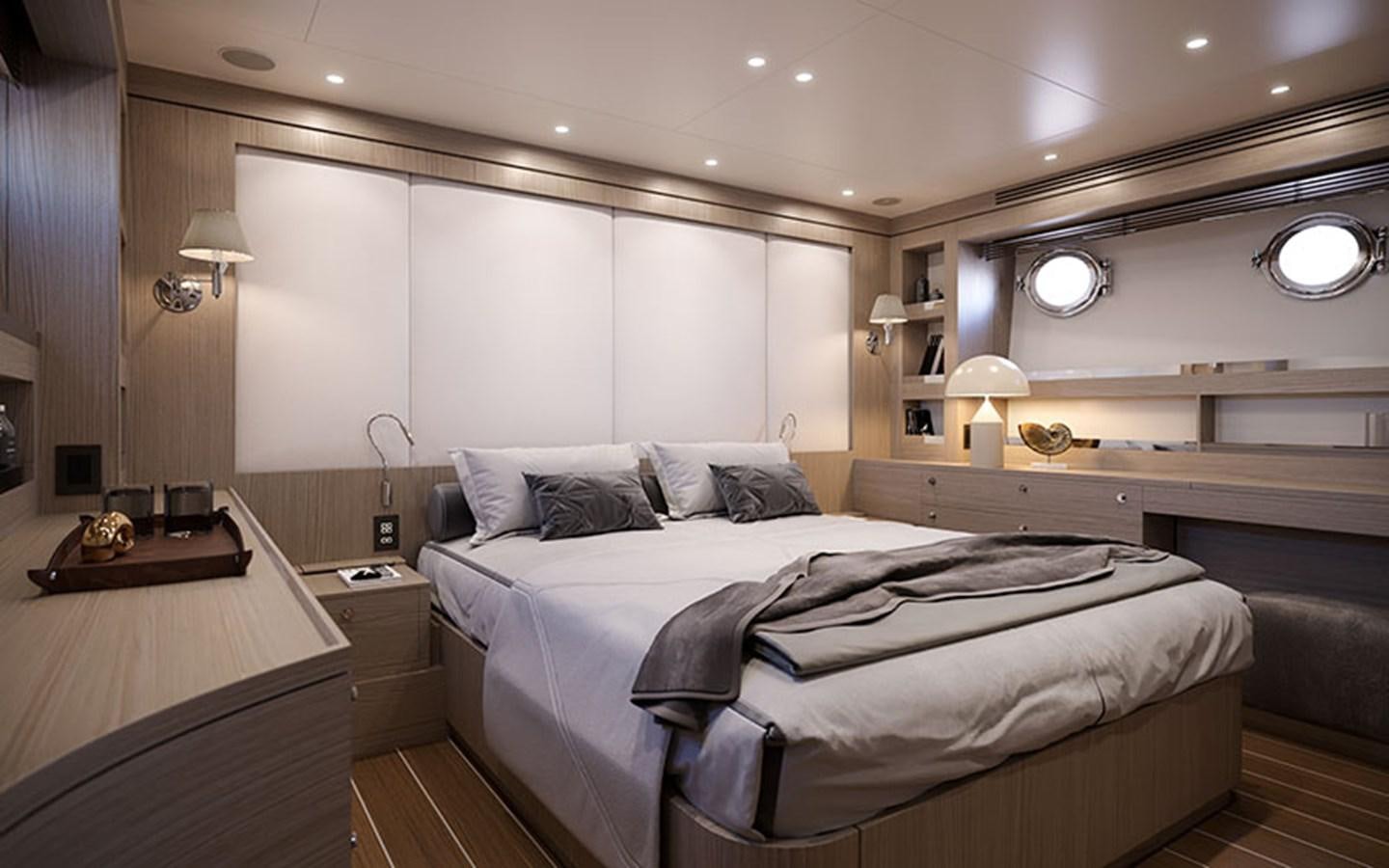 a room with two beds aboard AF Yacht for Sale