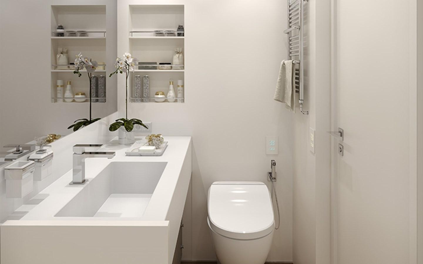 a bathroom with a sink and toilet aboard AF Yacht for Sale