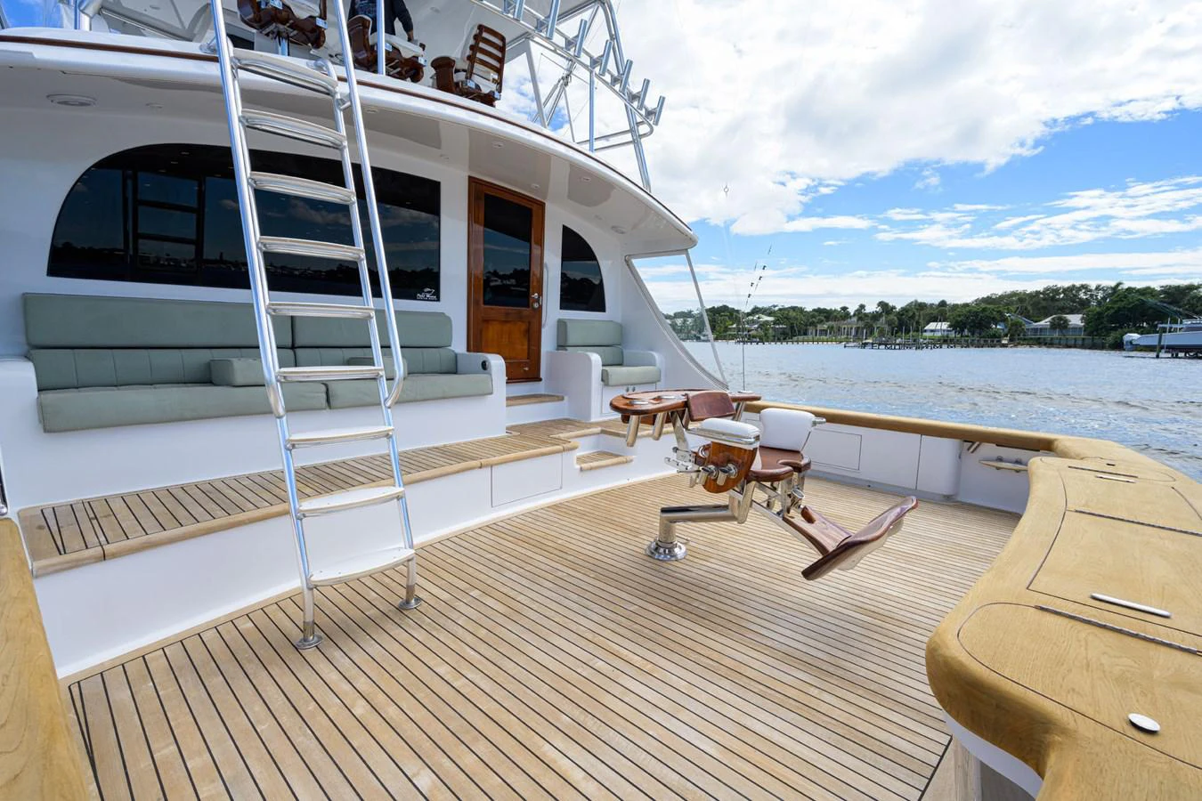 a boat on a deck aboard GEORGIA GIRL Yacht for Sale