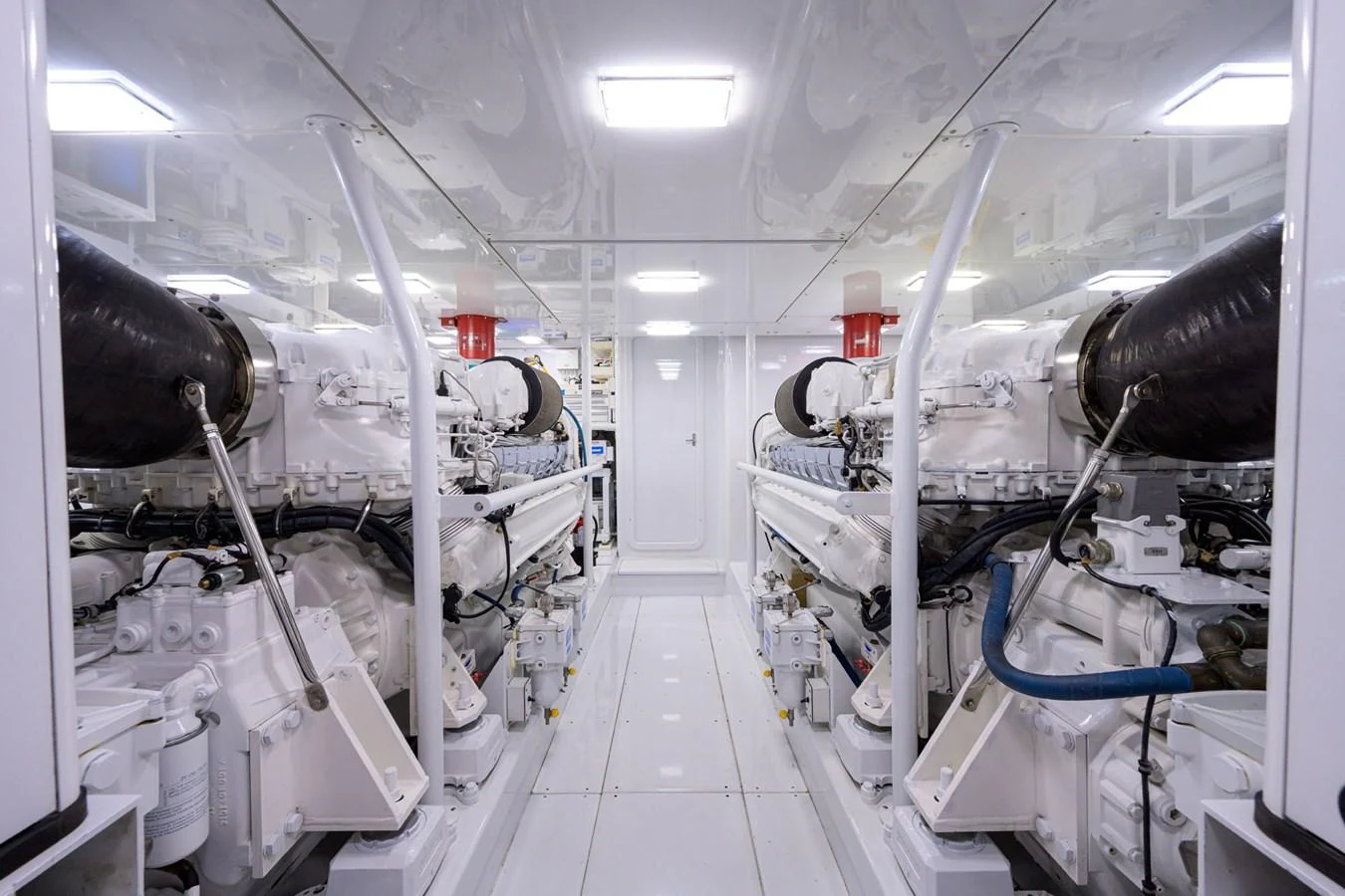 a room with white pipes aboard GEORGIA GIRL Yacht for Sale
