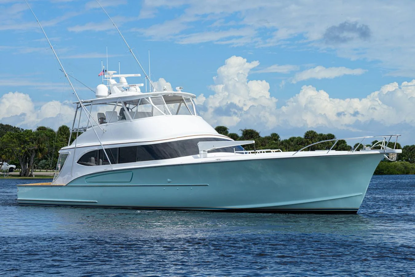 a white yacht on the water aboard GEORGIA GIRL Yacht for Sale