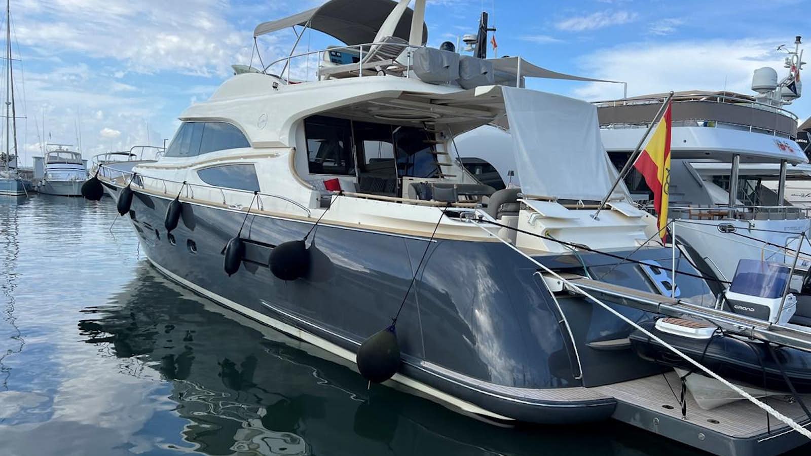 a boat in the water aboard B Yacht for Sale