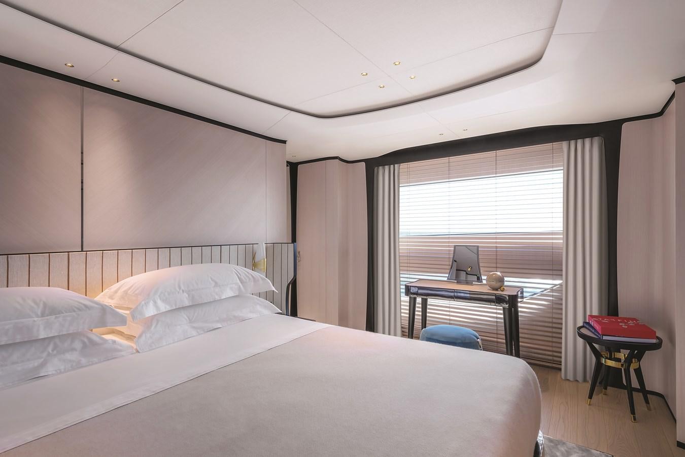a bed with white sheets aboard SEANET CO_OWNERSHIP OFFER  Yacht for Sale