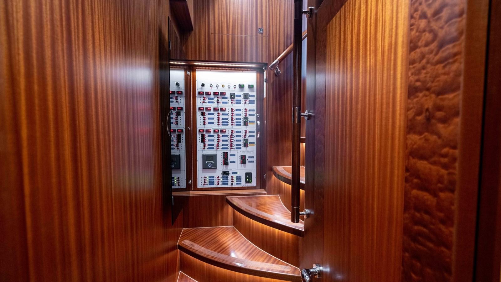 a bathroom with a window aboard SEA FAIRY Yacht for Sale