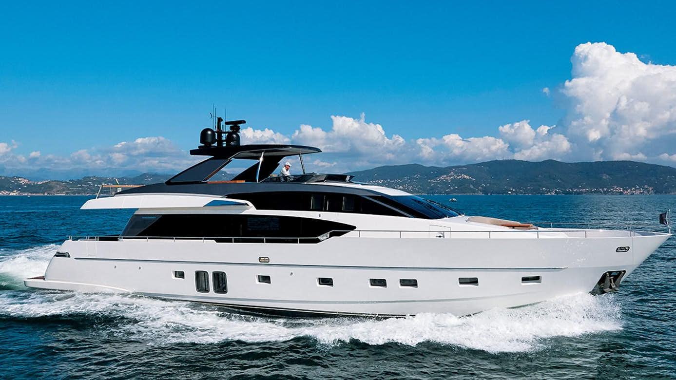 a white yacht on the water aboard SANLORENZO SX88/01 Yacht for Sale