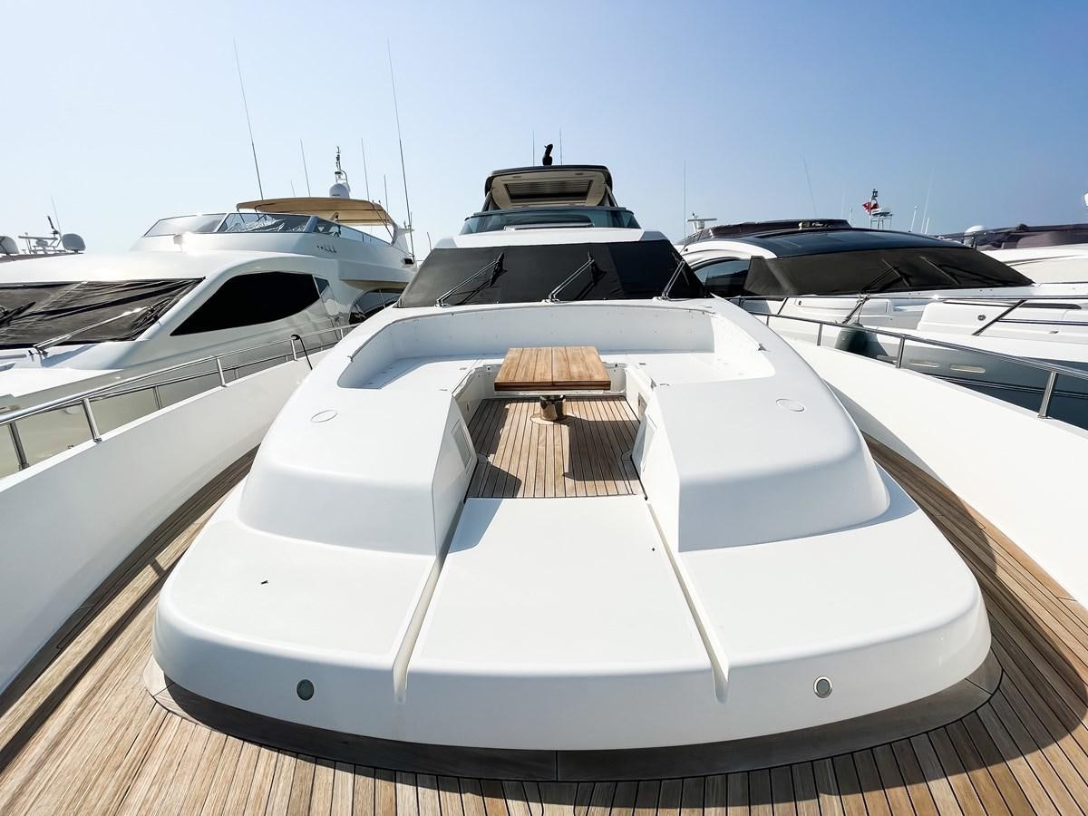 a yacht parked on a dock aboard SANLORENZO SX88/01 Yacht for Sale
