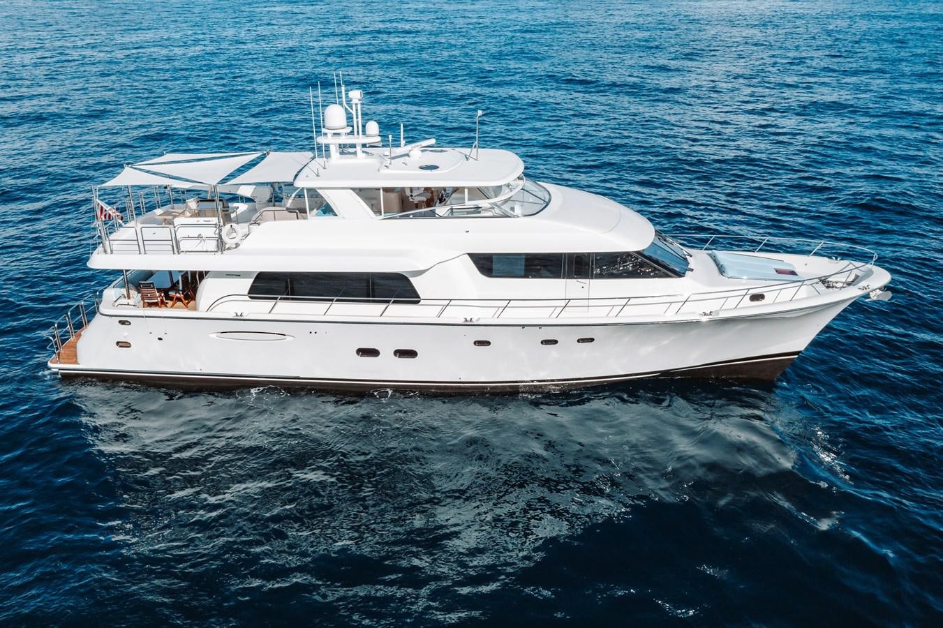 a white yacht on the water aboard FULLY OCCUPIED Yacht for Sale