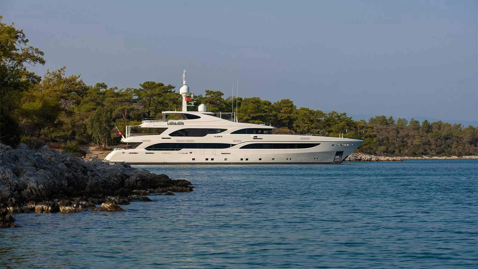 a boat on the water aboard ILERIA Yacht for Sale