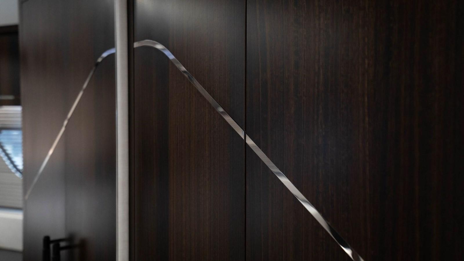 a metal railing with a metal frame aboard PREDATOR 74 XPS Yacht for Sale