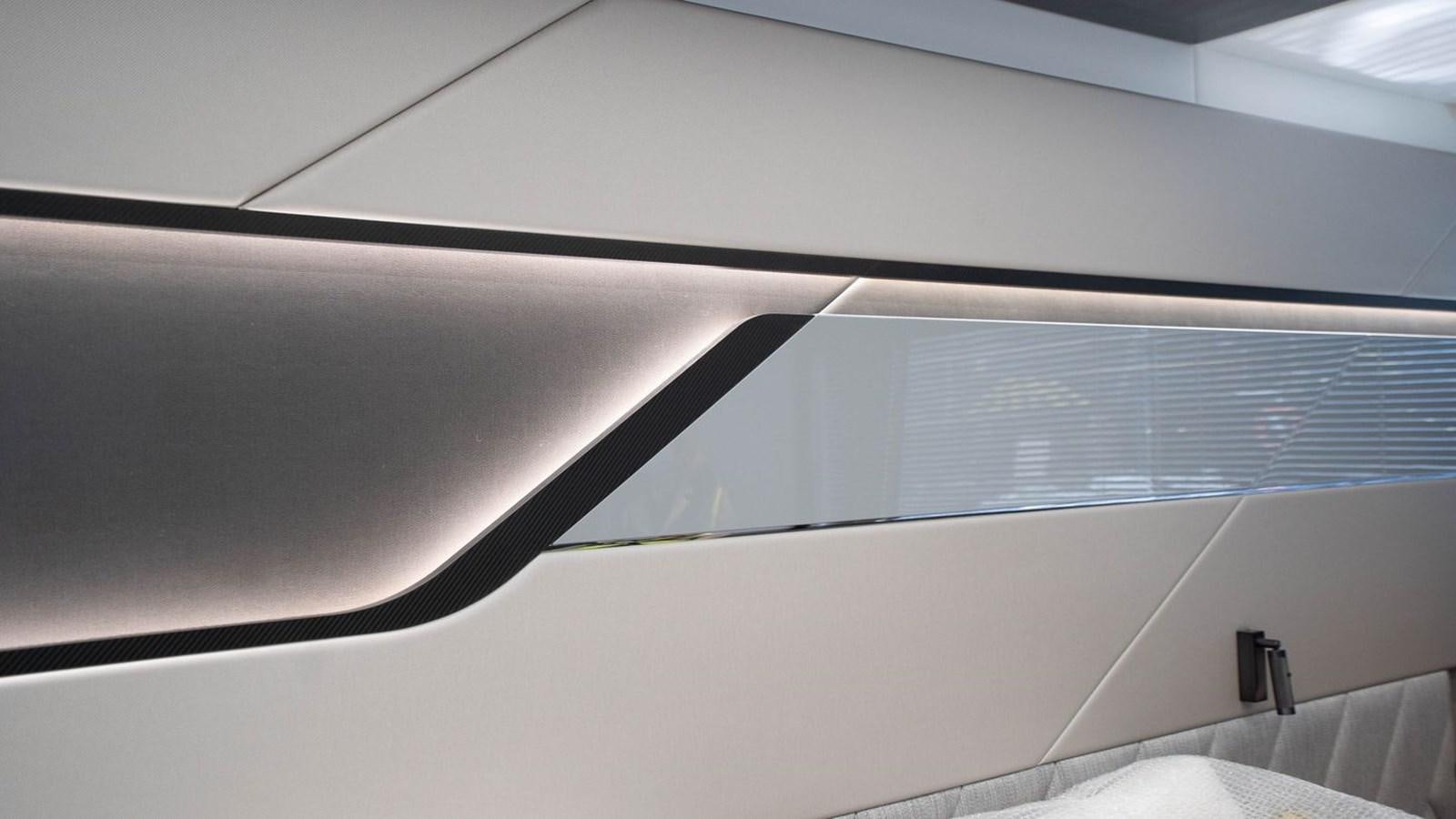 a close-up of a white ceiling aboard PREDATOR 74 XPS Yacht for Sale