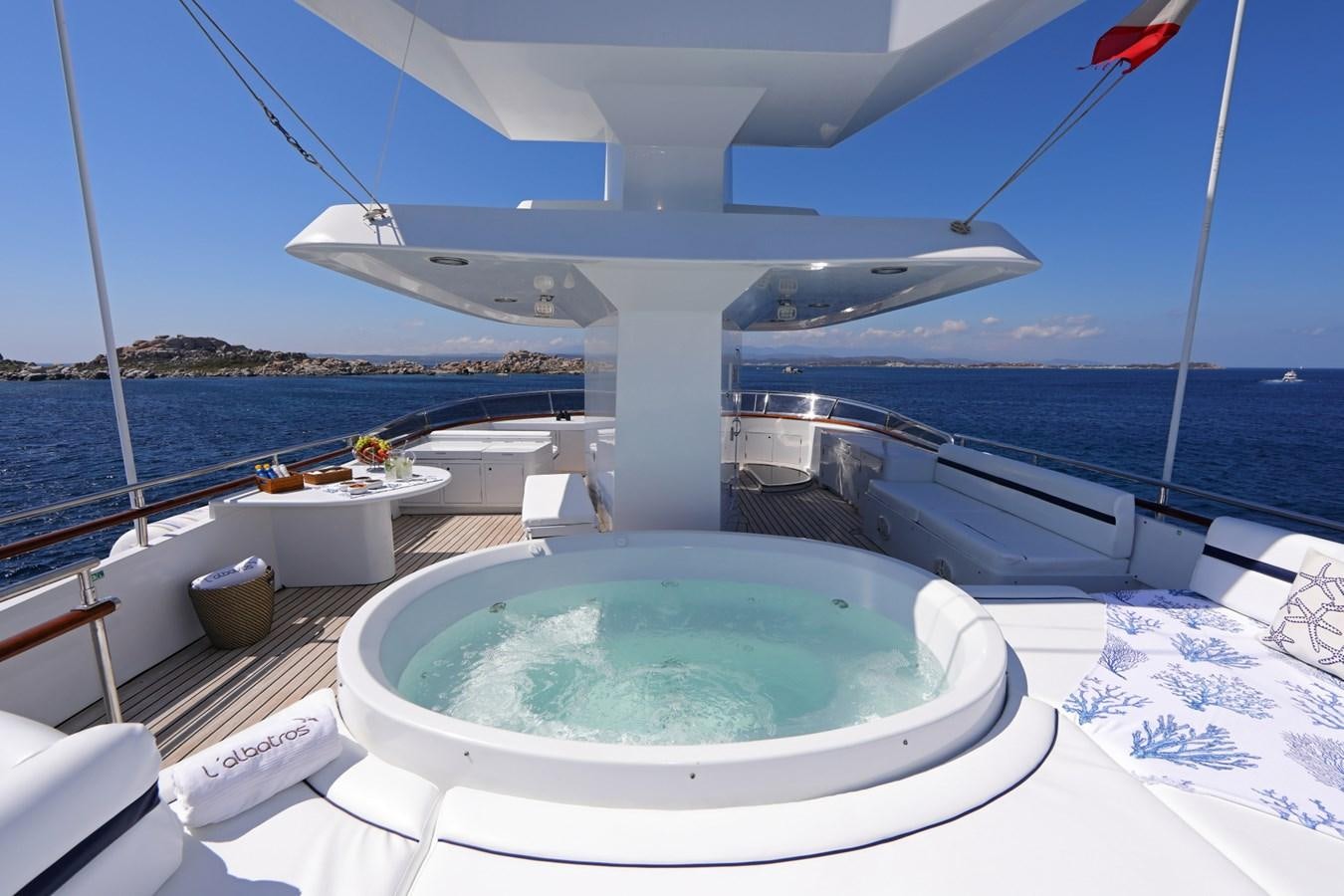 a large swimming pool aboard L'ALBATROS Yacht for Charter