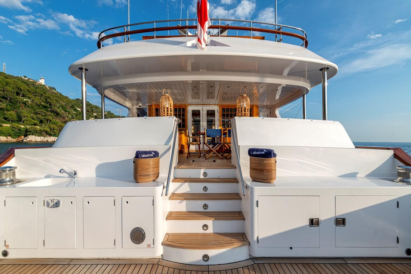 a boat on the water aboard L'ALBATROS Yacht for Sale