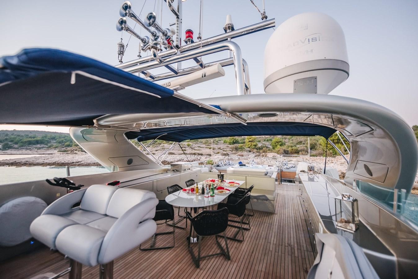 a satellite dish on a deck aboard ONE BLUE Yacht for Sale