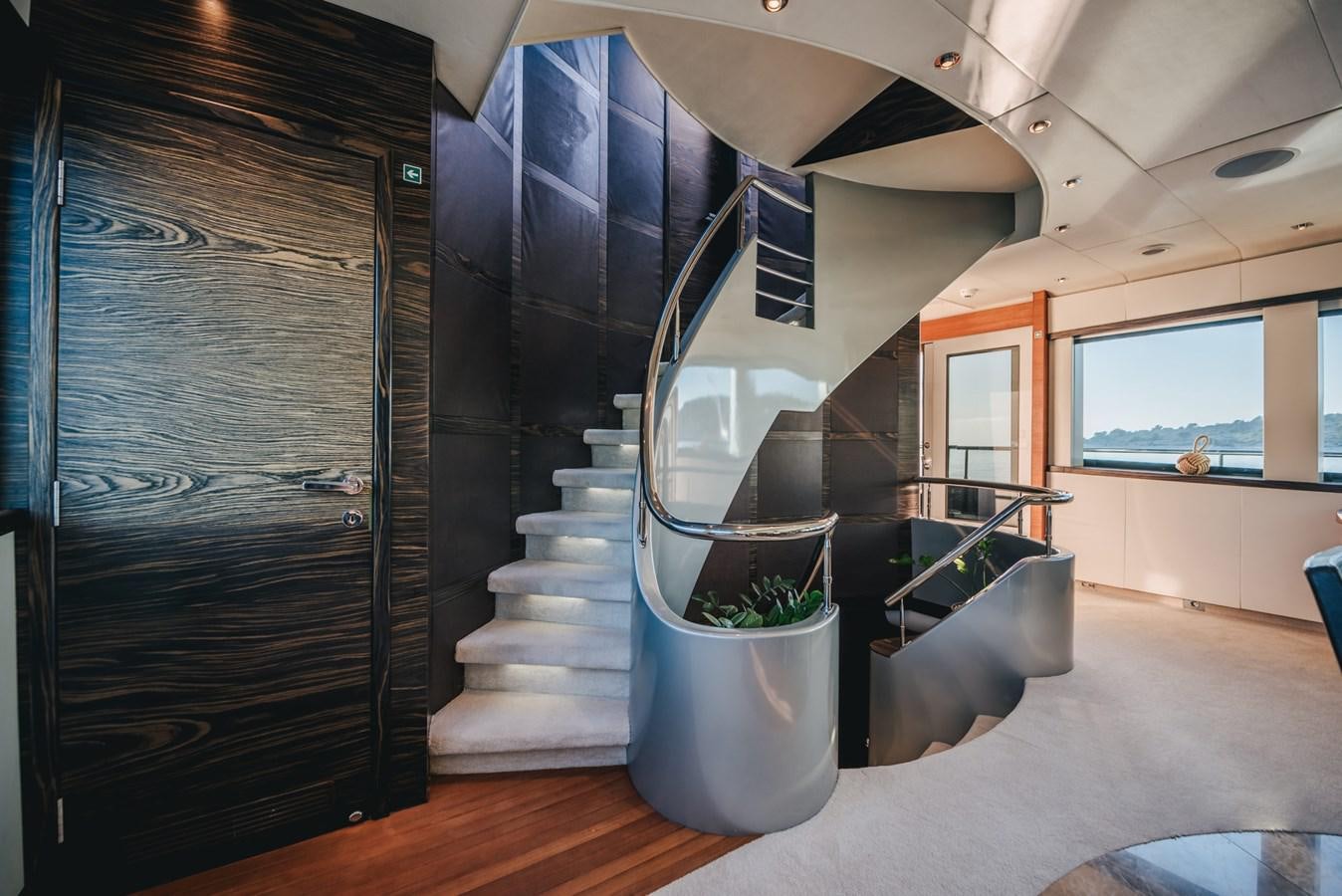 a staircase in a house aboard ONE BLUE Yacht for Sale