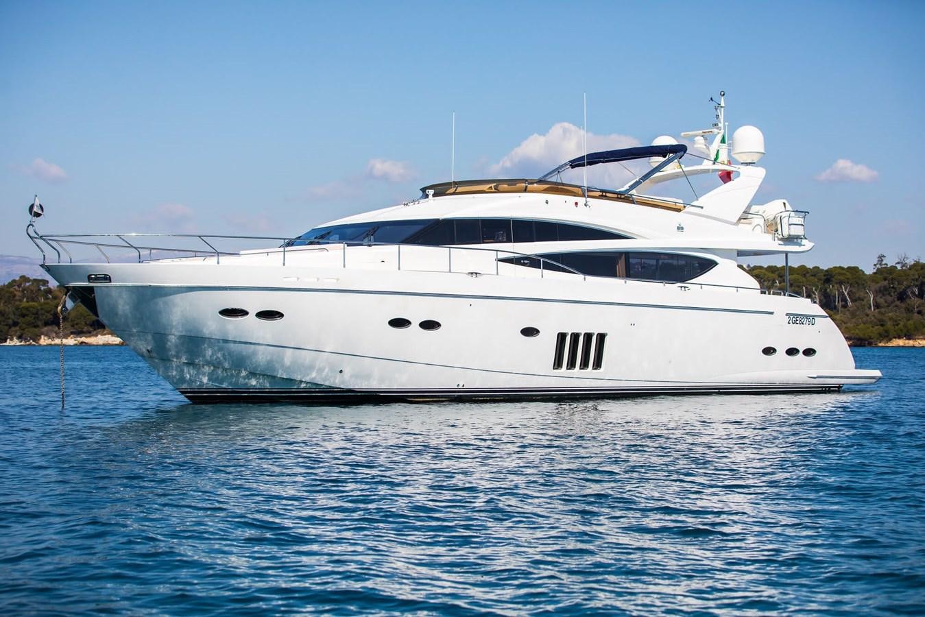a white yacht in the water aboard 2009 PRINCESS 85 Yacht for Sale