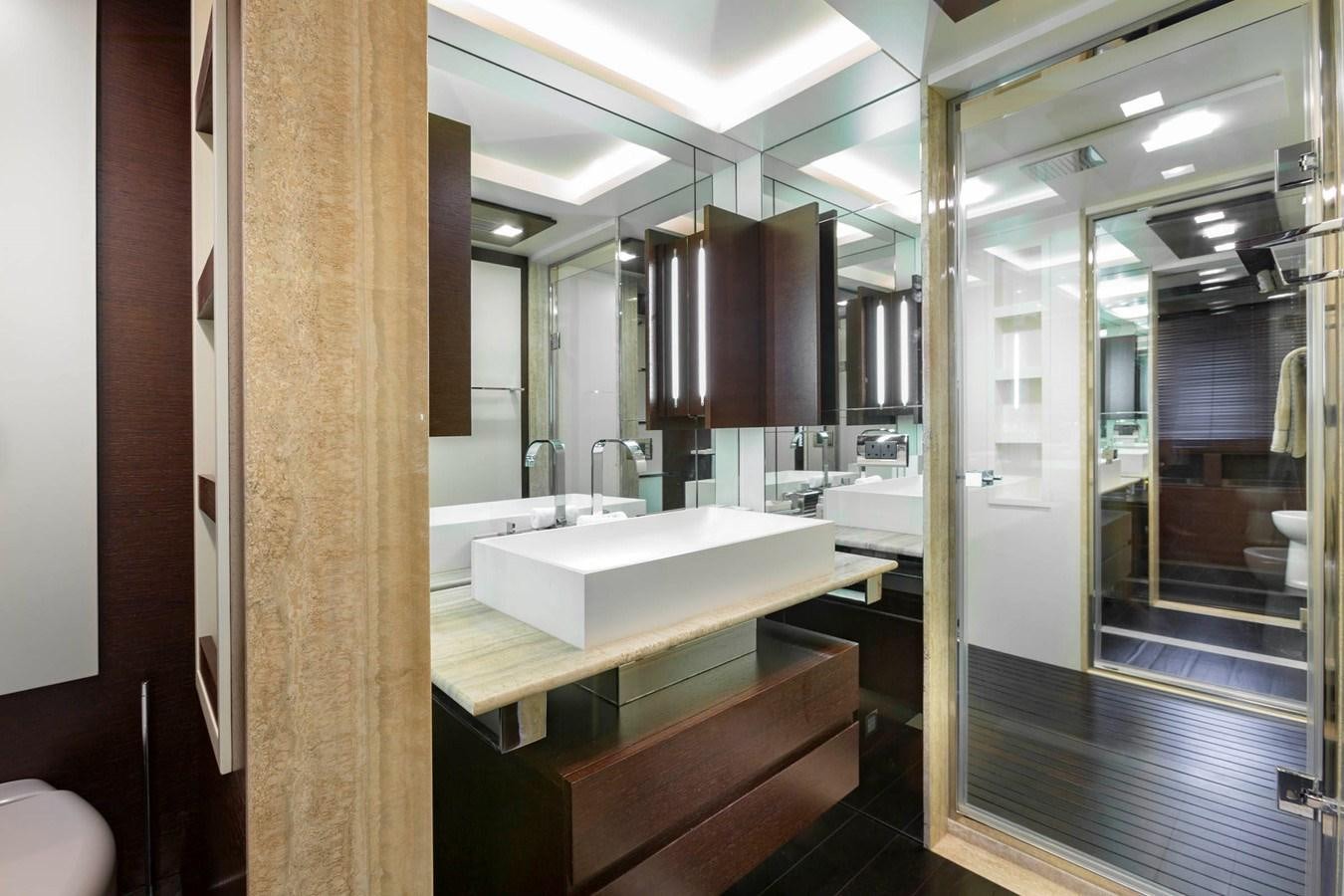 a bathroom with a large sink aboard INSIEME Yacht for Sale