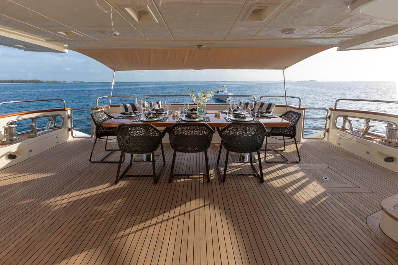 a table on a boat aboard INSIEME Yacht for Sale
