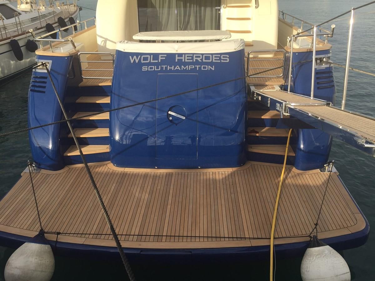 a blue box on a boat aboard AMER 86 Yacht for Sale