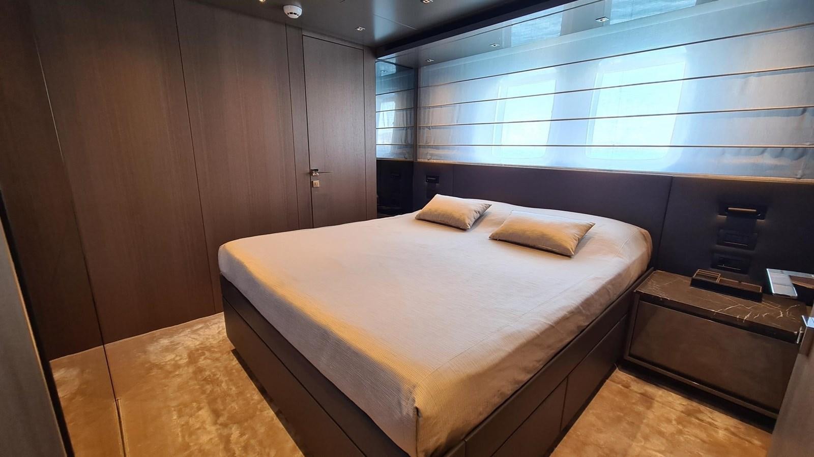 a bed in a room aboard 2021 SANLORENZO SD96 #95 Yacht for Sale