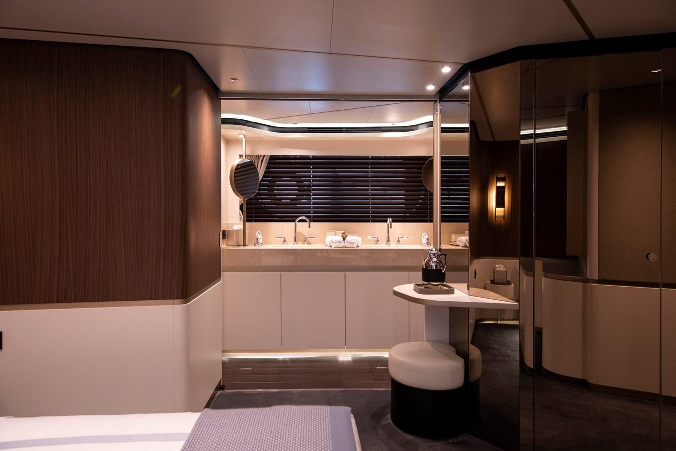 a bathroom with a sink and a mirror aboard ANDALA Yacht for Sale