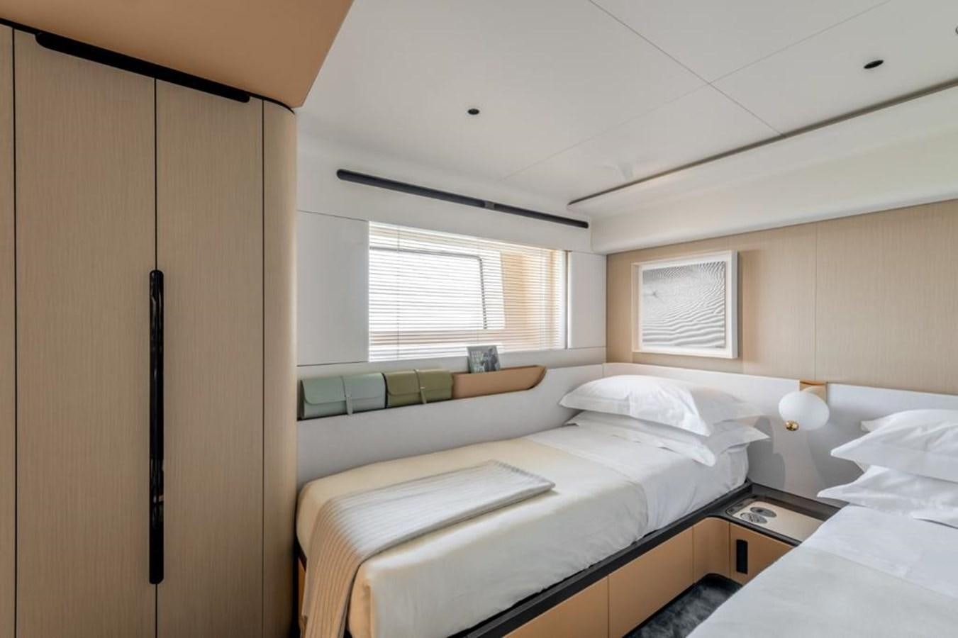a room with two beds aboard SHABBY Yacht for Sale