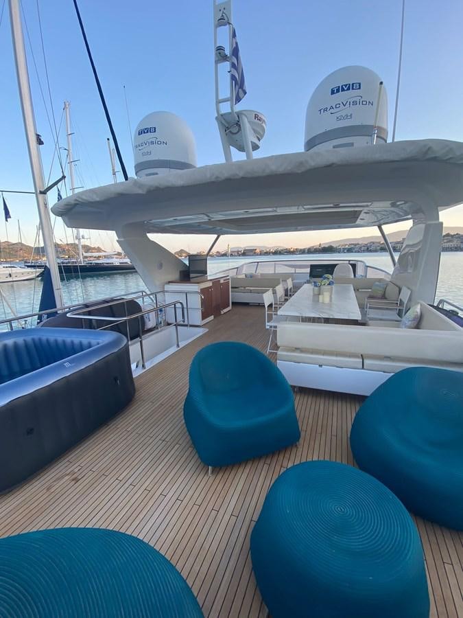 a large white airplane on a deck aboard FREE MIND Yacht for Sale