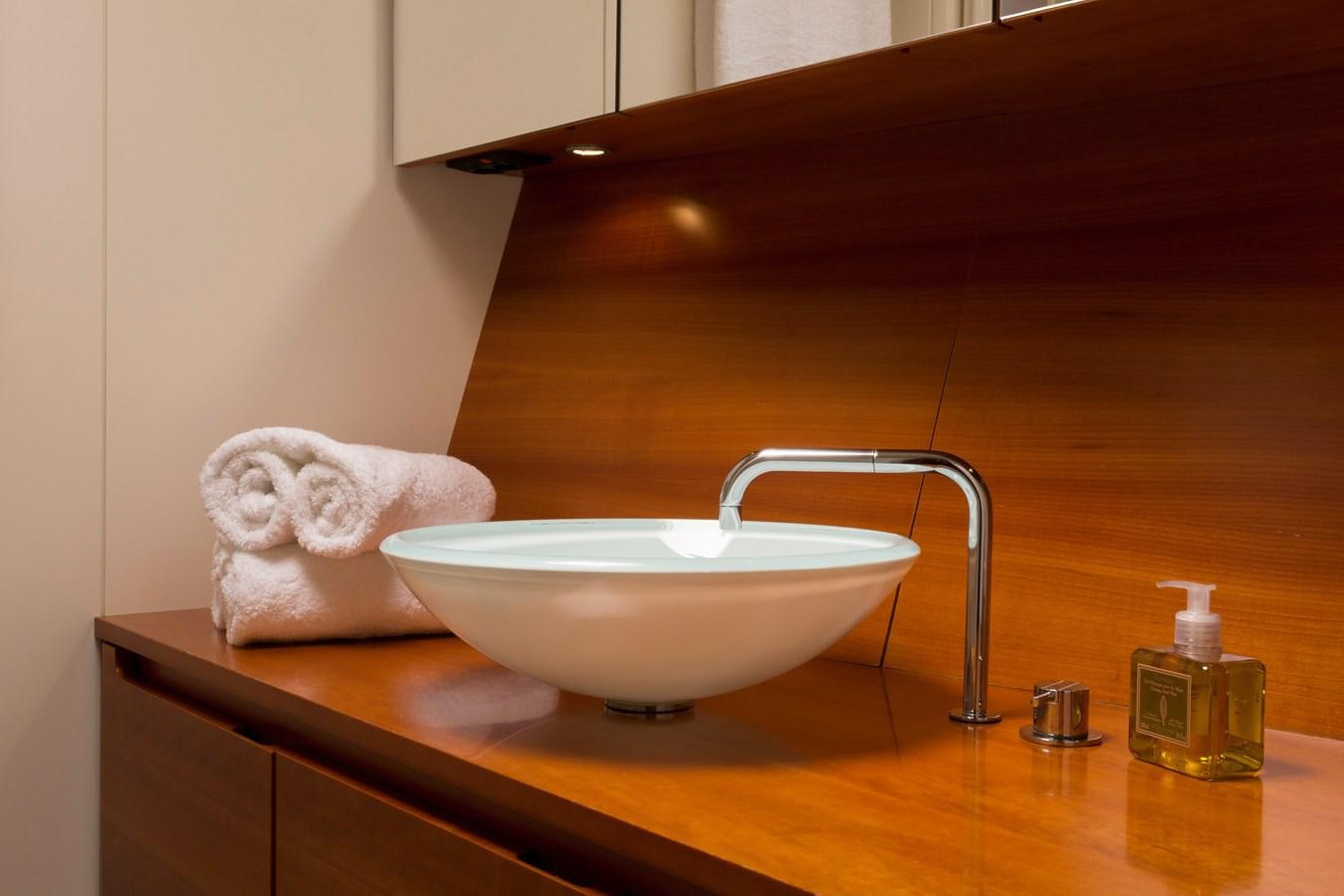 a sink with a towel on it aboard WALLY LOVE Yacht for Sale