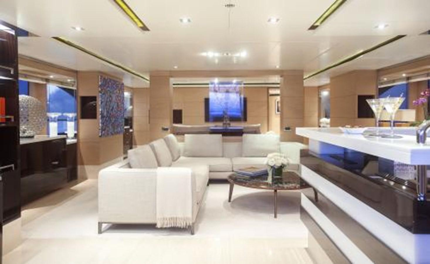 a living room with a large window aboard SUR LA MER Yacht for Sale