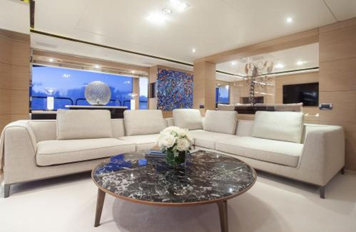 a living room with a large window aboard SUR LA MER Yacht for Sale