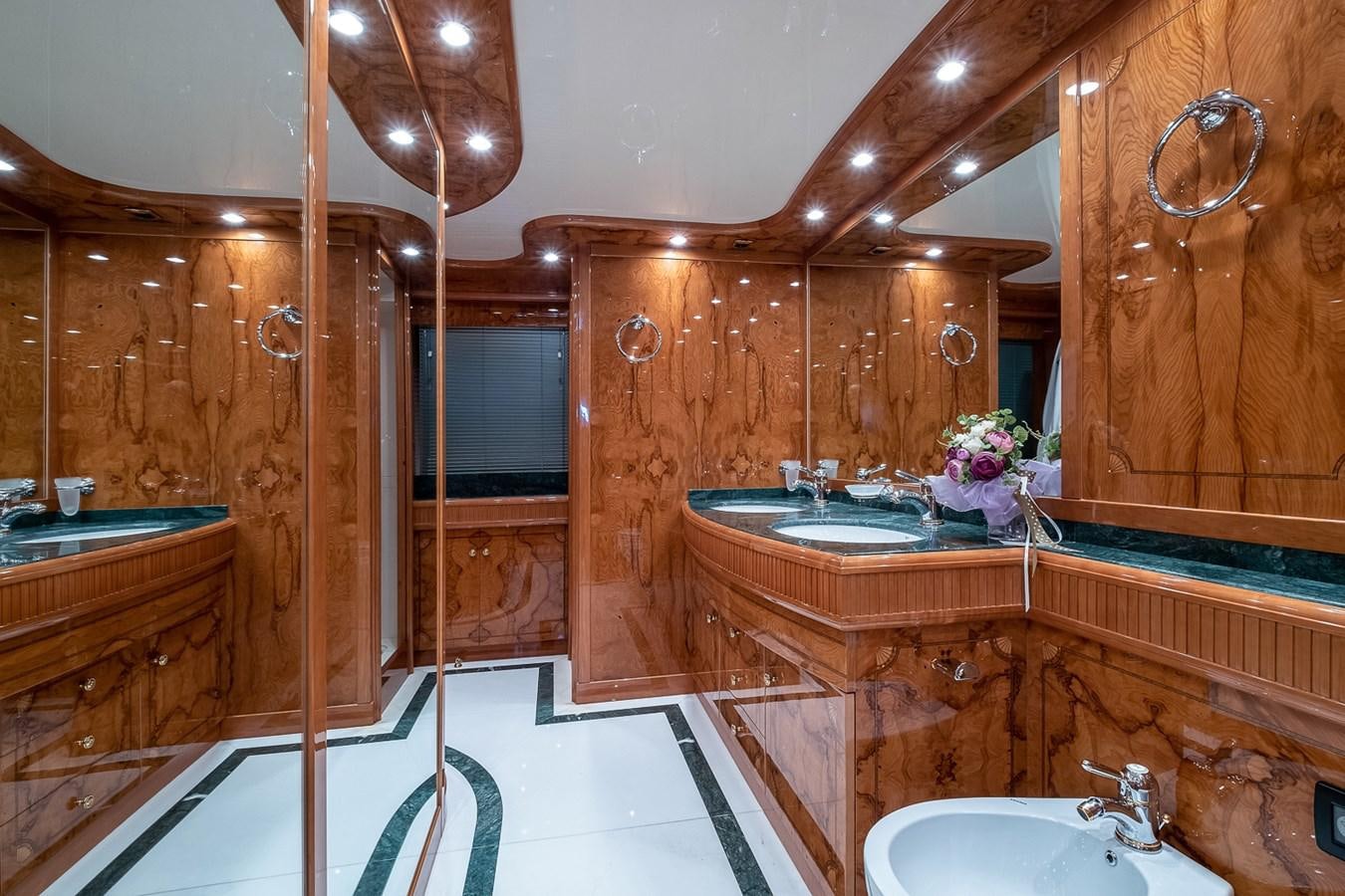 a bathroom with a large shower aboard LADY ADELHEID Yacht for Sale