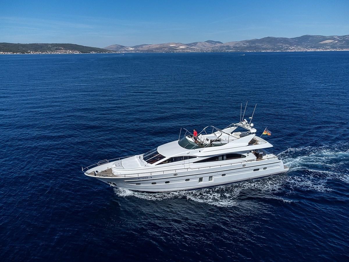 a white yacht in the water aboard LADY ADELHEID Yacht for Sale