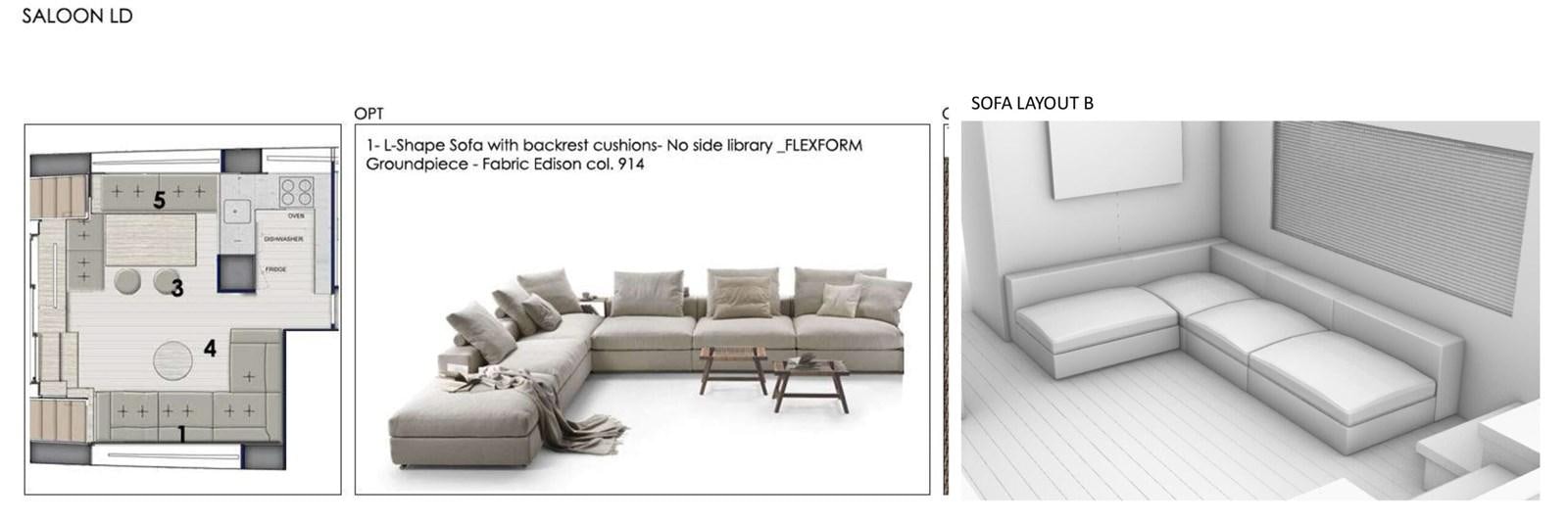 a room with a couch and a table aboard ELLEMAR Yacht for Sale