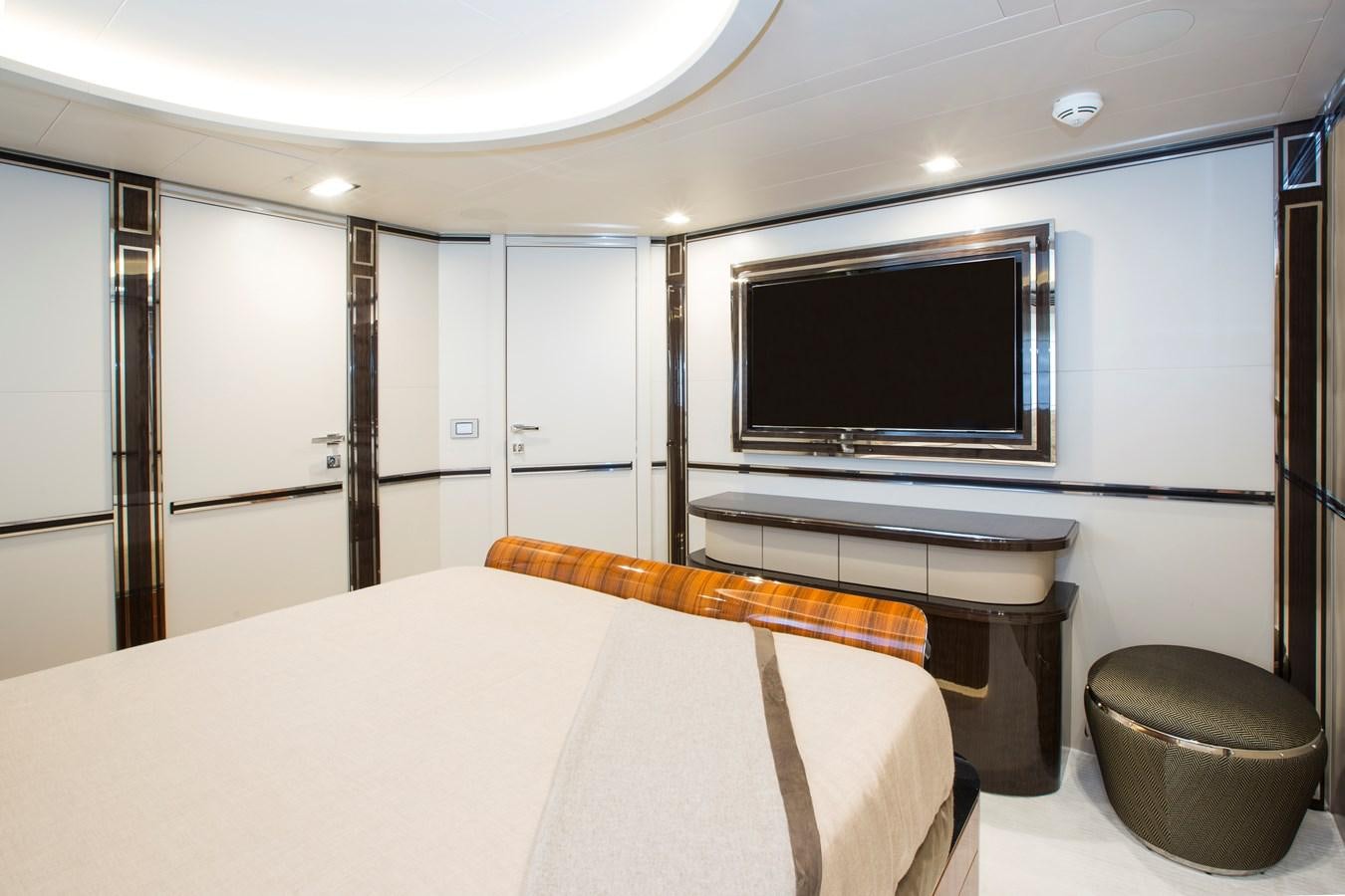 a bed in a room aboard SONNY II Yacht for Sale