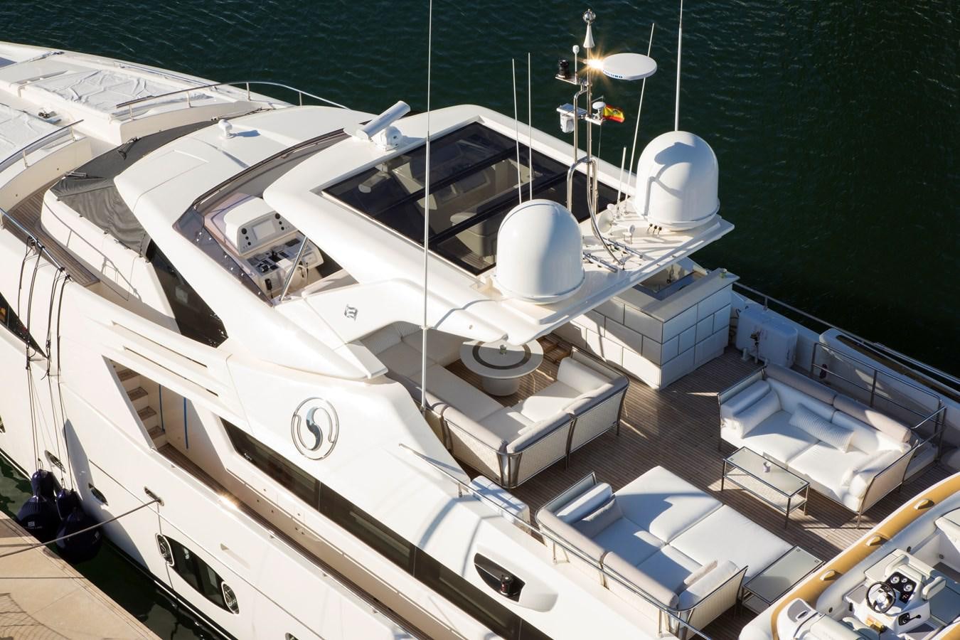a space ship with a satellite in the background aboard SONNY II Yacht for Sale