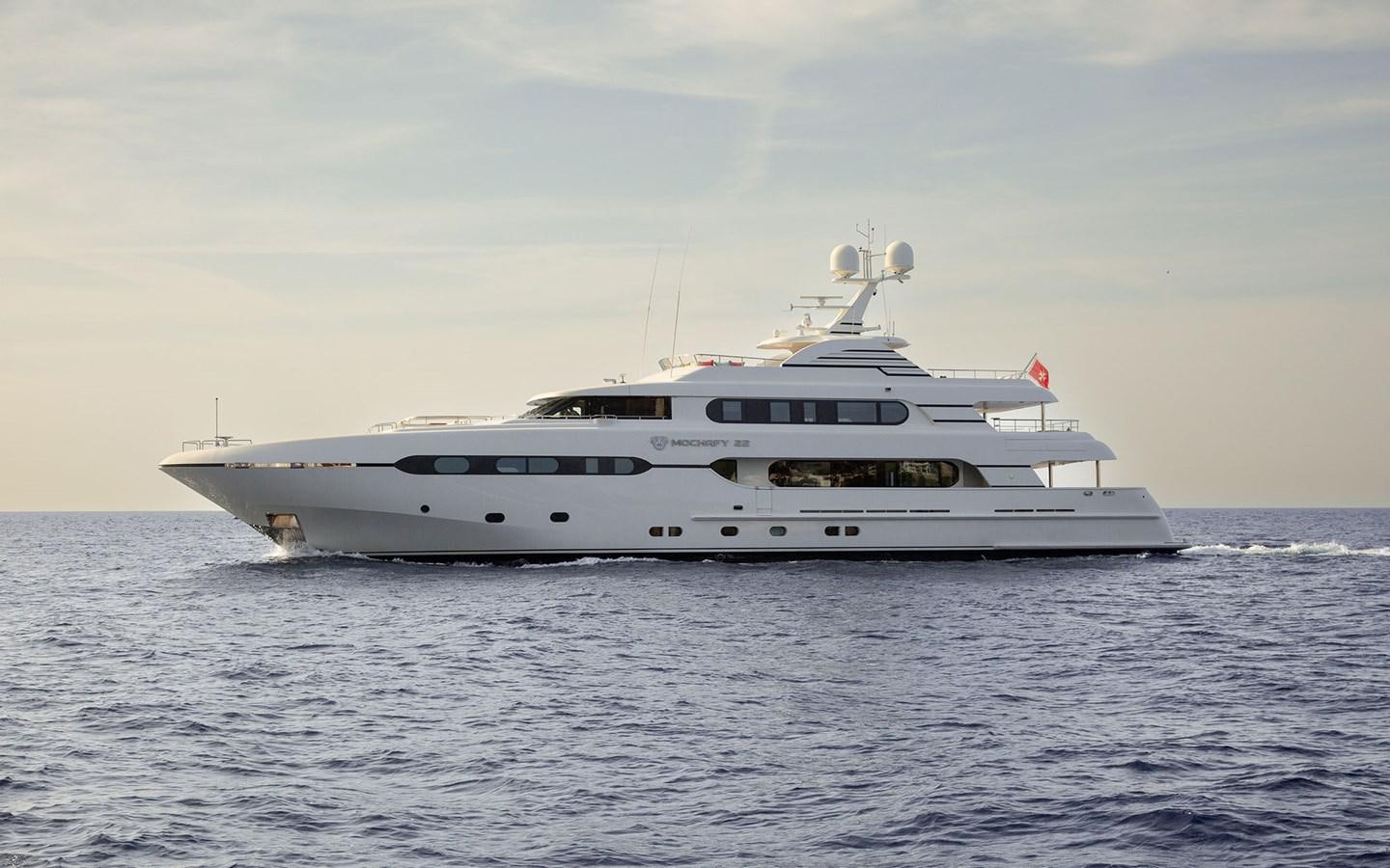 a white yacht in the water aboard MAXIMILIAN MMIV Yacht for Sale