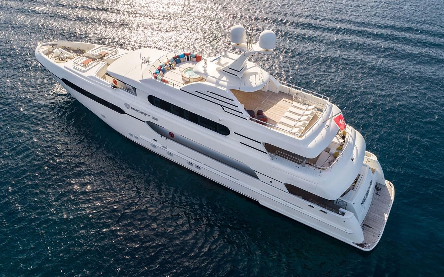 a white yacht on the water aboard MAXIMILIAN MMIV Yacht for Charter