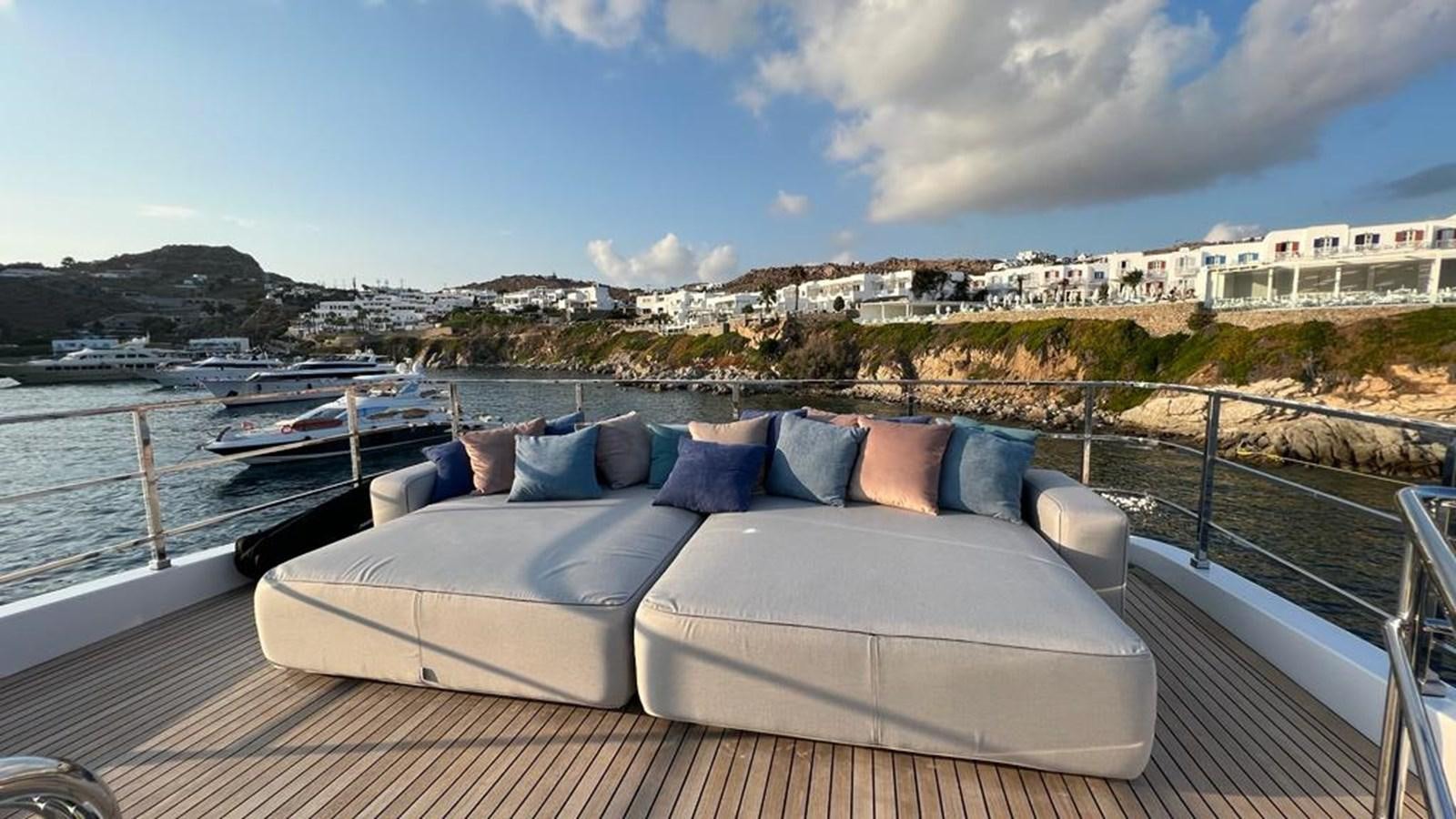 a bed on a deck aboard CHECKMATE Yacht for Sale