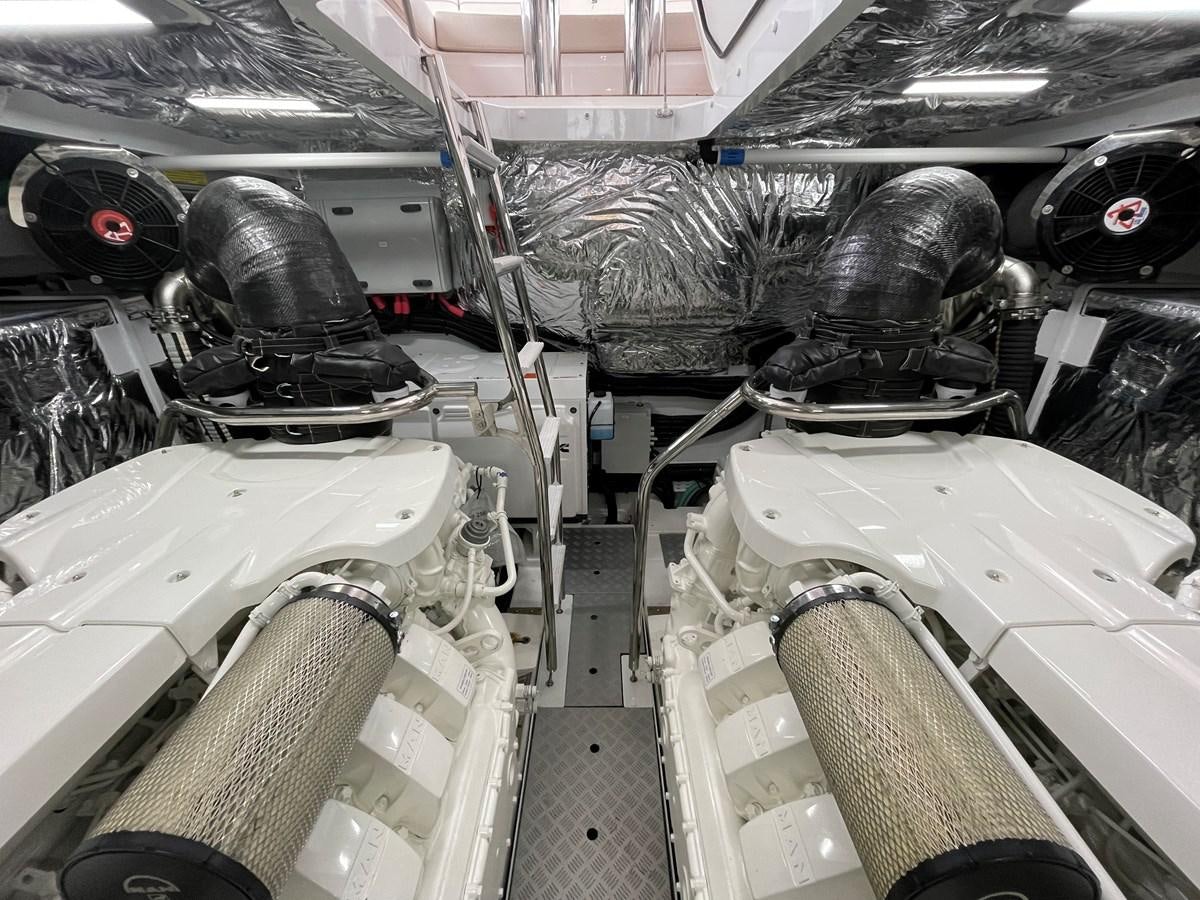 the engine of a car aboard LESTO Yacht for Sale