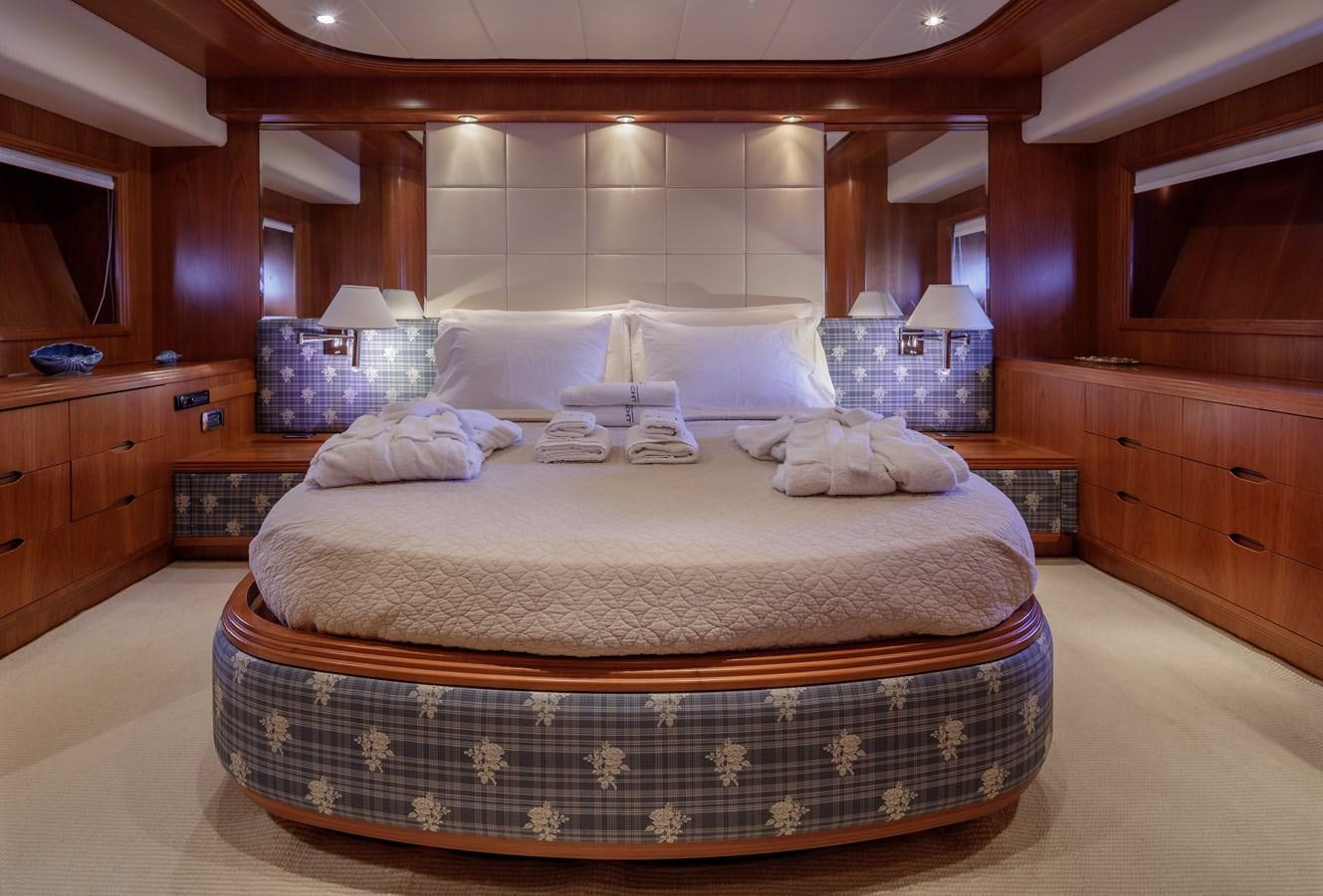 a large bed in a room aboard SALTY Yacht for Sale